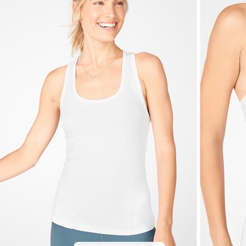 NWT white Fabletics Phoenix run Lite Racerback Tank sleeveless top XS